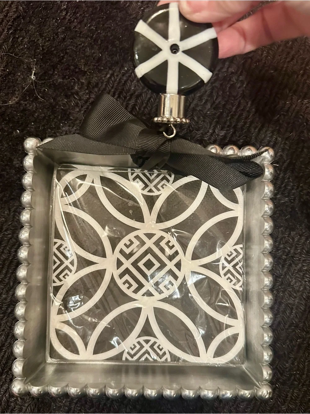 Mud Pie Black and White Ornament Tray Set